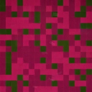 تابلو انتزاعی با مربع‌های صورتی و سبز روی پس‌زمینه صورتی با بافت نرم