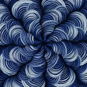 طراحی انتزاعی با خطوط مارپیچی آبی و سفید در پس‌زمینه آبی تیره